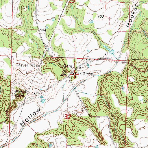 Topographic Map of Oak Grove Church, MS