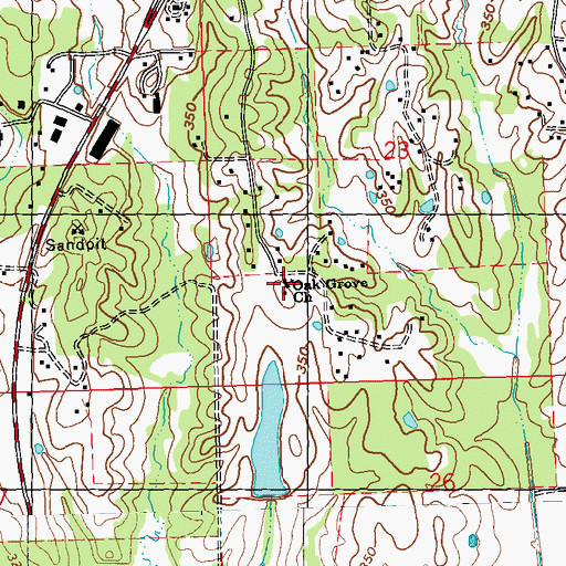 Topographic Map of Oak Grove Church, MS
