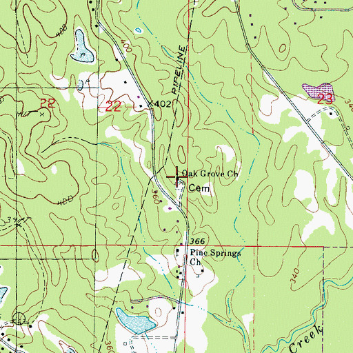 Topographic Map of Oak Grove Church, MS