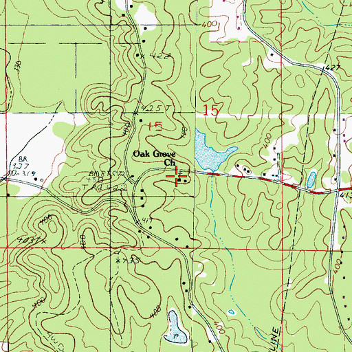Topographic Map of Oak Grove Church, MS