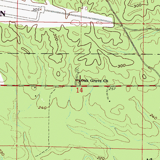 Topographic Map of Oak Grove Church, MS