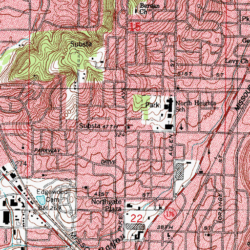 Topographic Map of Fortyseventh Street Baptist Church, AR