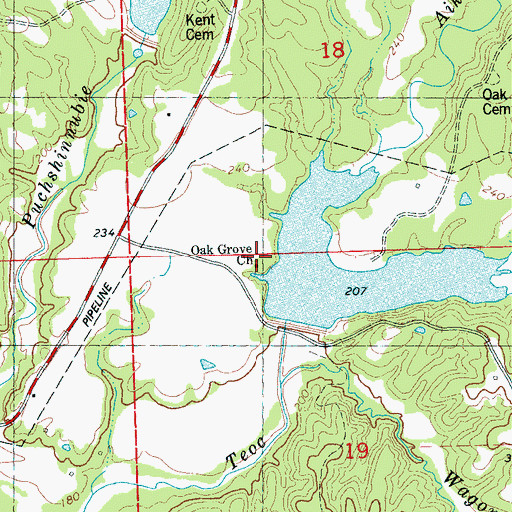 Topographic Map of Oak Grove Church, MS