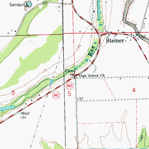 Topographic Map of Oak Grove Church, MS