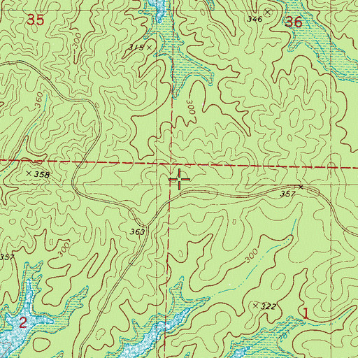 Topographic Map of Oak Grove Church, MS