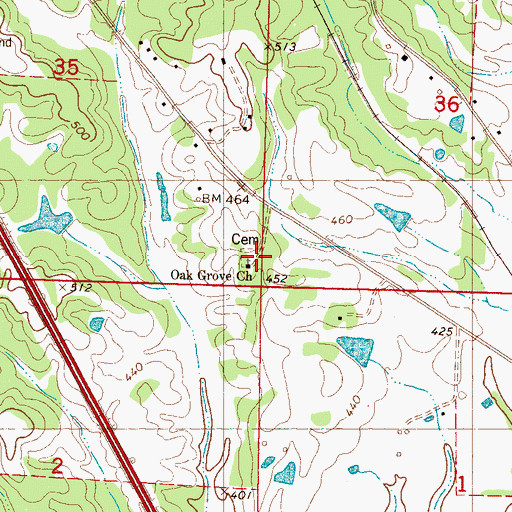 Topographic Map of Oak Grove Church, MS