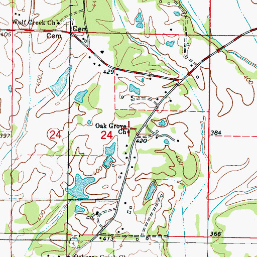 Topographic Map of Oak Grove Church, MS