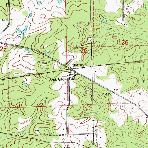 Topographic Map of Oak Grove Church, MS