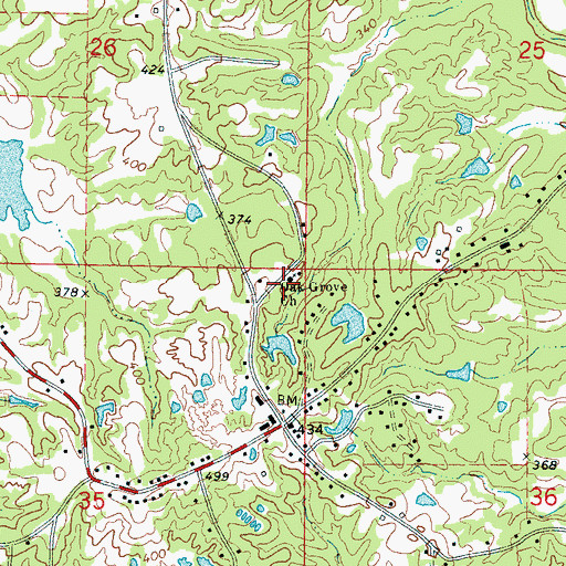 Topographic Map of Oak Grove Church, MS