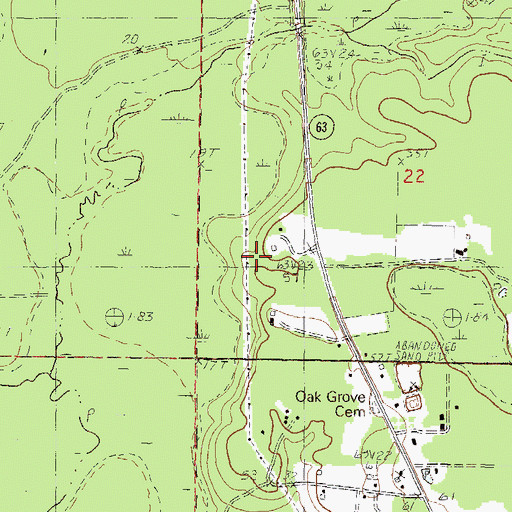 Topographic Map of Oak Grove School, MS