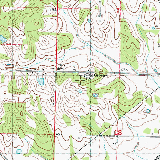 Topographic Map of Oak Grove School, MS