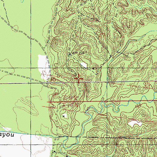 Topographic Map of Oak Hill Cemetery, MS