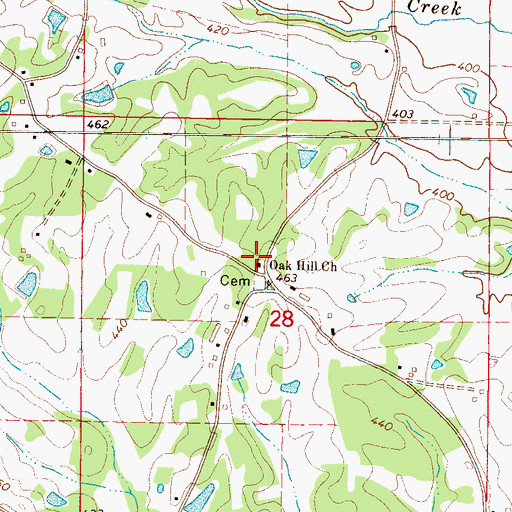 Topographic Map of Oak Hill Church, MS