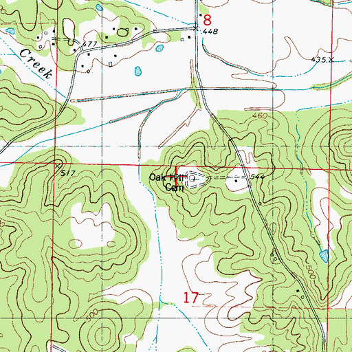 Topographic Map of Oak Hill Church, MS