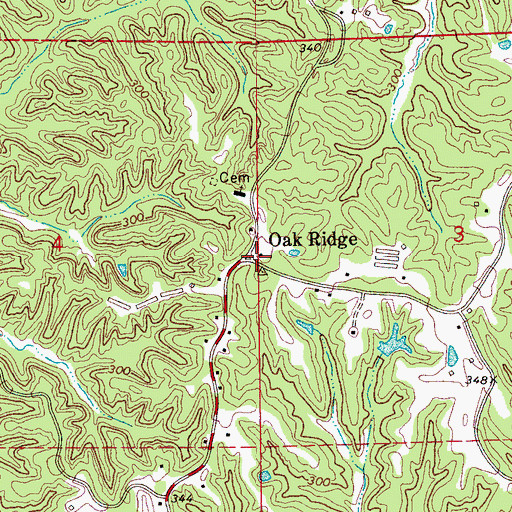 Topographic Map of Oak Ridge, MS