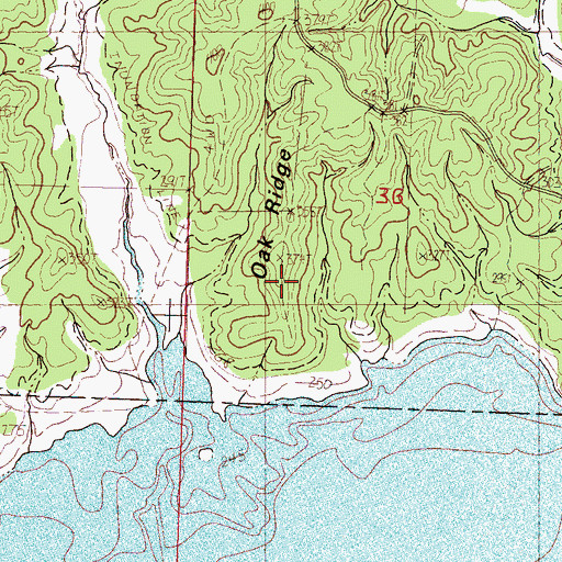 Topographic Map of Oak Ridge, MS
