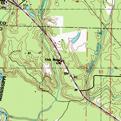 Topographic Map of Oak Ridge Church, MS