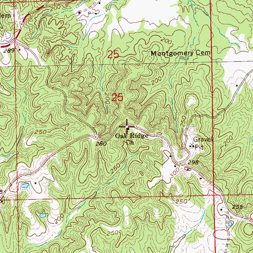 Topographic Map of Oak Ridge Church, MS