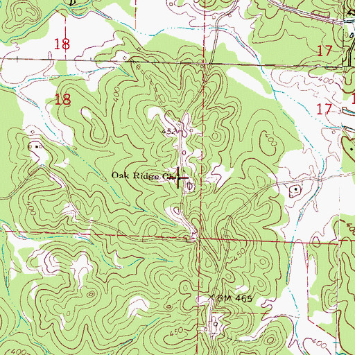Topographic Map of Oak Ridge Primitive Baptist Church, MS