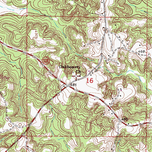 Topographic Map of Oakbowery Church, MS