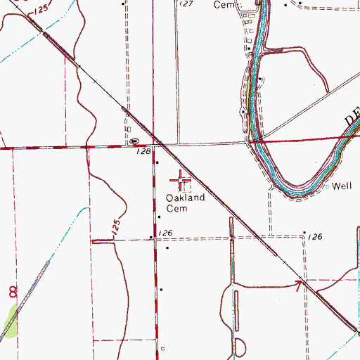 Topographic Map of Oakland Cemetery, MS