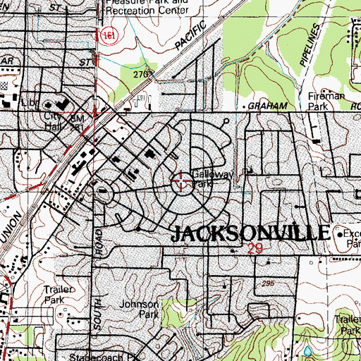 Topographic Map of Galloway Park, AR