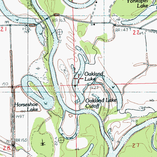 Topographic Map of Oakland Lake, MS