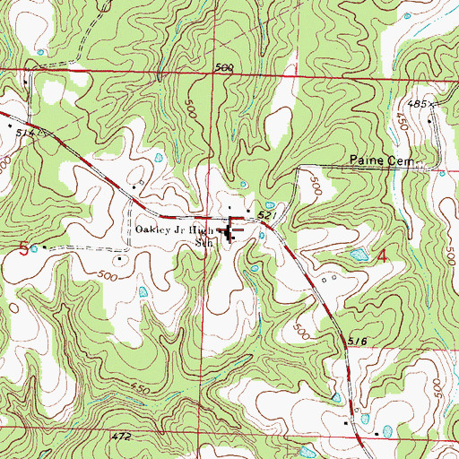 Topographic Map of Oakley Junior High School, MS