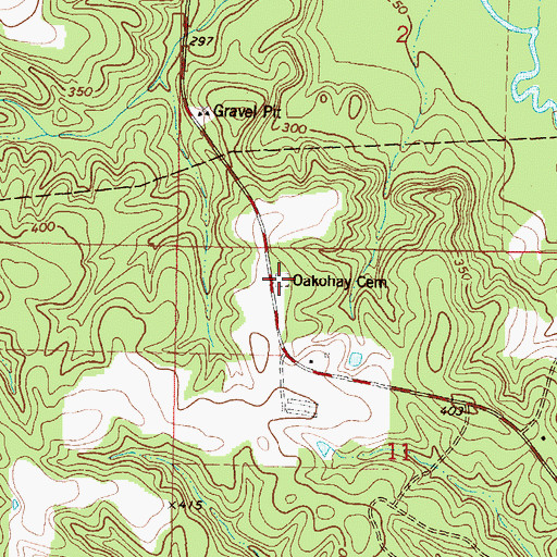 Topographic Map of Oakohay Cemetery, MS