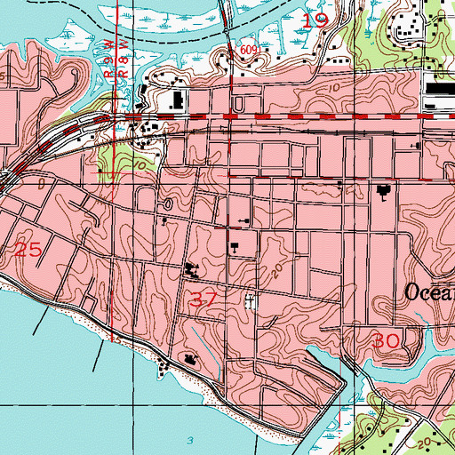 Topographic Map of Ocean Springs, MS