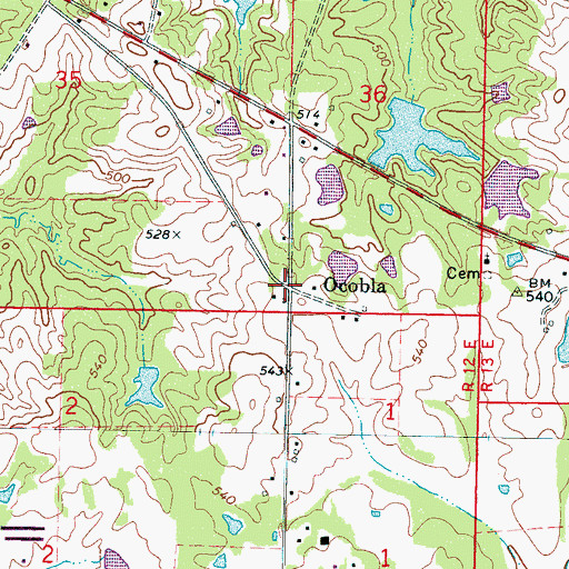 Topographic Map of Ocobla, MS
