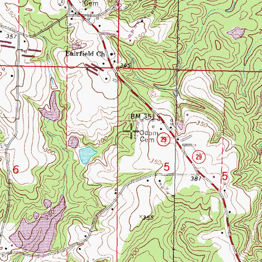 Topographic Map of Odom Cemetery, MS