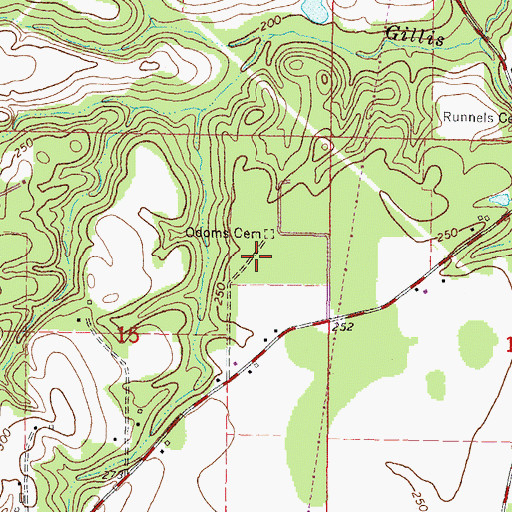 Topographic Map of Odoms Cemetery, MS