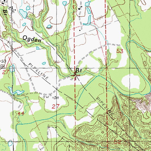 Topographic Map of Ogden Branch, MS