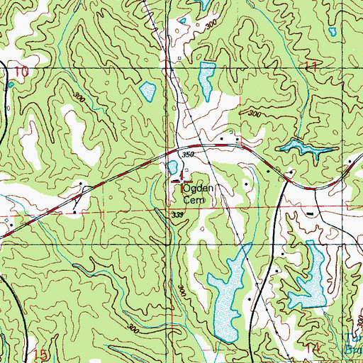 Topographic Map of Ogden Cemetery, MS