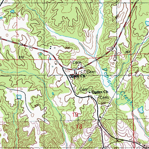 Topographic Map of Ogden Church, MS