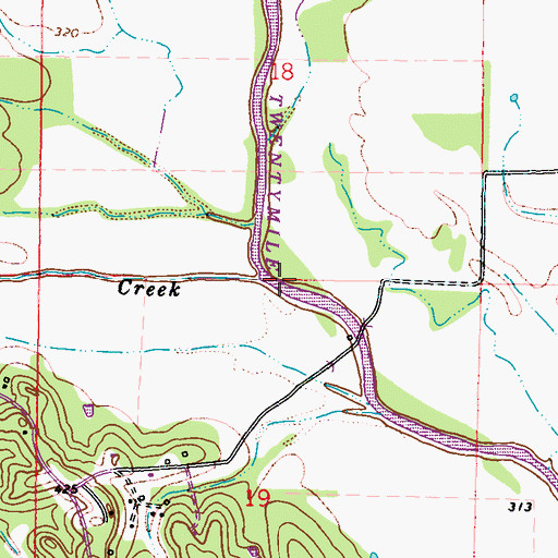 Topographic Map of Okeelala Creek, MS