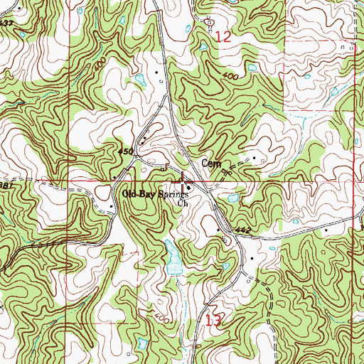 Topographic Map of Old Bay Springs Church, MS