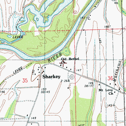 Topographic Map of Old Bethel Church, MS