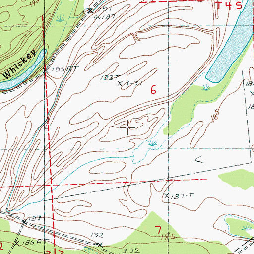 Topographic Map of Old Bordeaux Chute, MS