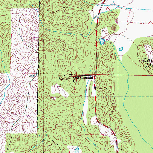 Topographic Map of Old Canaan Church, MS