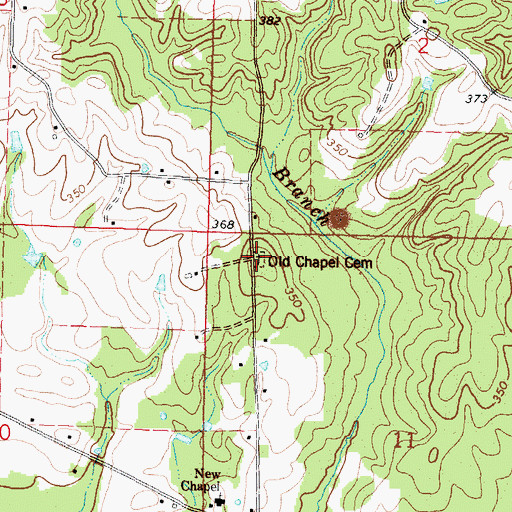 Topographic Map of Old Chapel Cemetery, MS