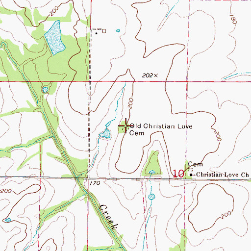 Topographic Map of Old Christian Love Cemetery, MS