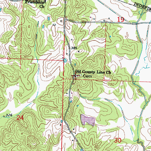 Topographic Map of Old County Line Church, MS