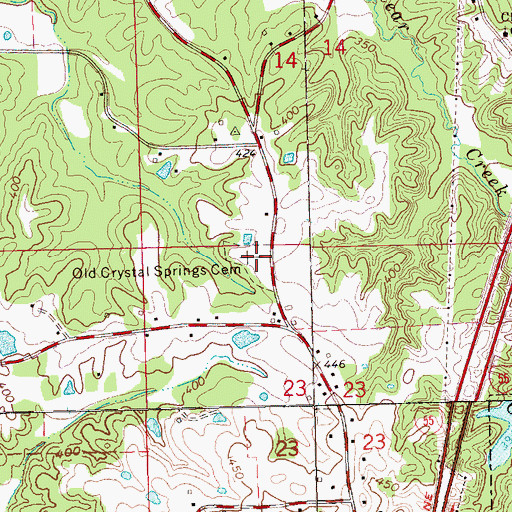 Topographic Map of Old Crystal Springs Cemetery, MS
