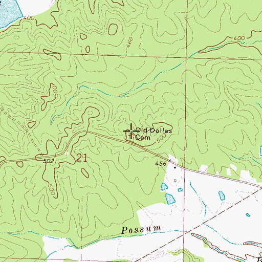Topographic Map of Old Dallas Cemetery, MS