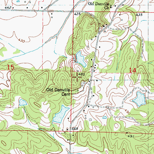 Topographic Map of Old Danville Cemetery, MS