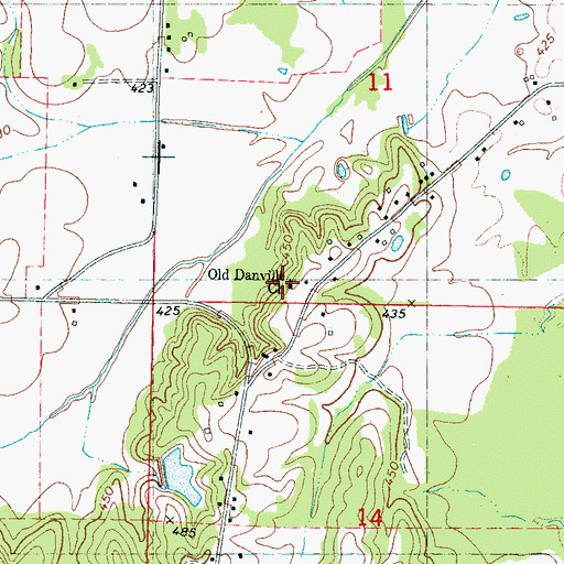 Topographic Map of Old Danville Church, MS
