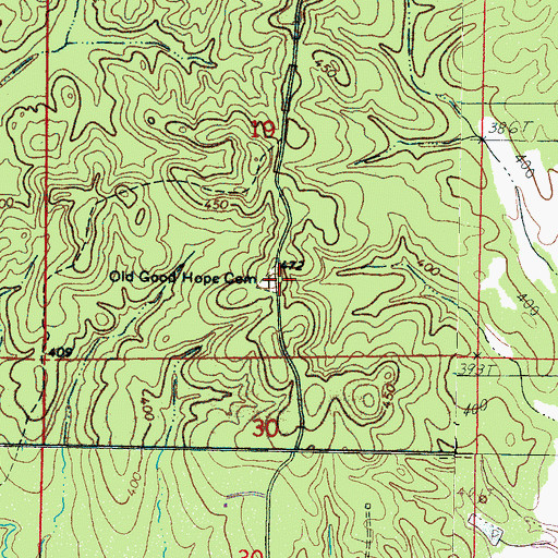 Topographic Map of Old Good Hope Cemetery, MS
