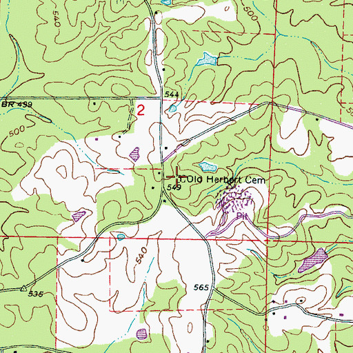 Topographic Map of Old Herbert Cemetery, MS